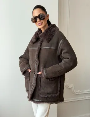 Двухсторонняя дубленка - мех тиградо