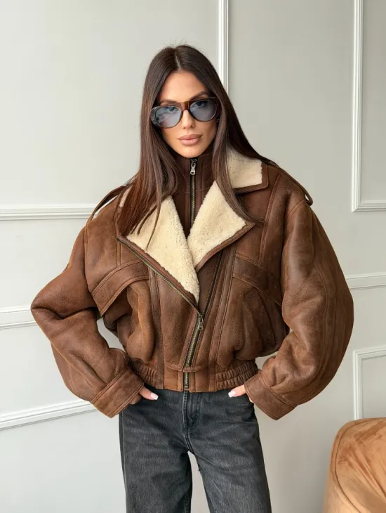 Молодежная куртка - дубленка из овчины - фото 12