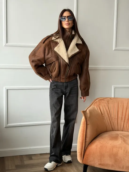 Молодежная куртка - дубленка из овчины