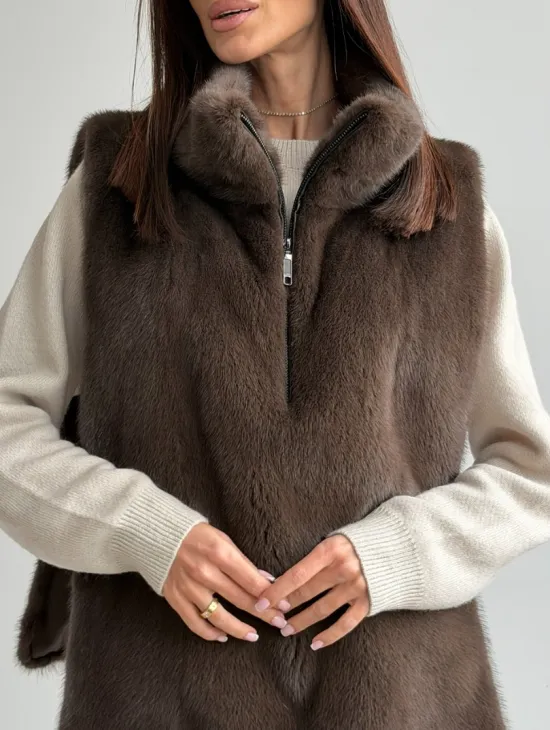Женская меховая манишка - мех норка