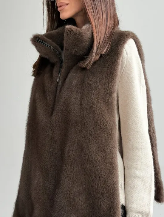 Женская меховая манишка - мех норка