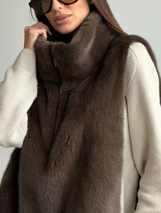 Женская меховая манишка - мех норка