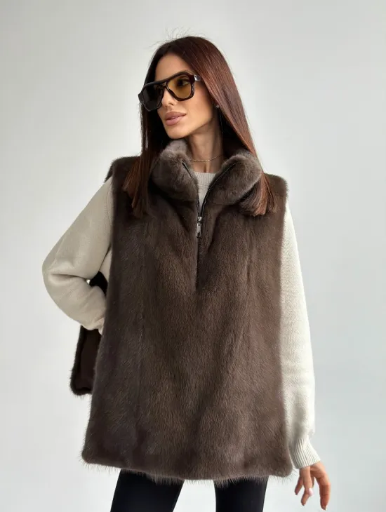 Женская меховая манишка - мех норка