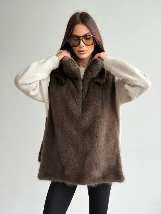 Женская меховая манишка - мех норка