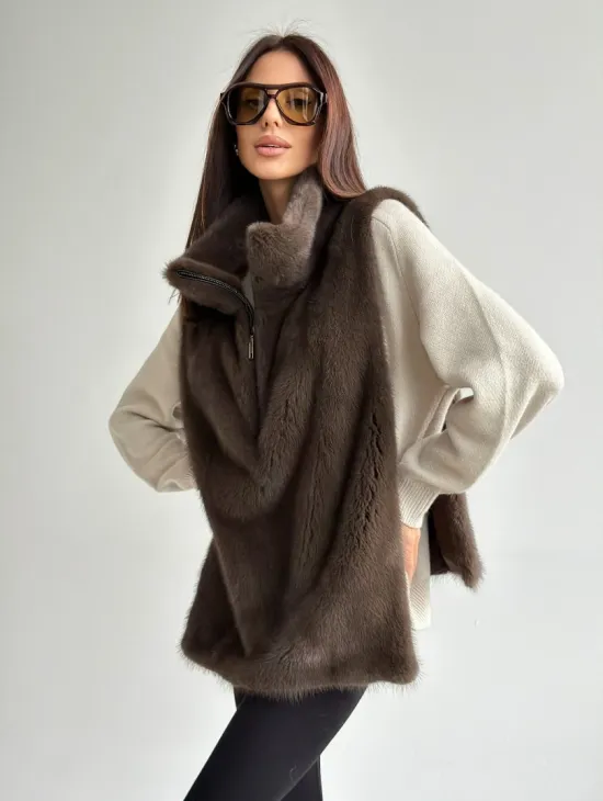 Женская меховая манишка - мех норка