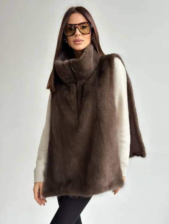 Женская меховая манишка - мех норка