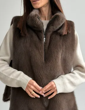 Женская меховая манишка - мех норка