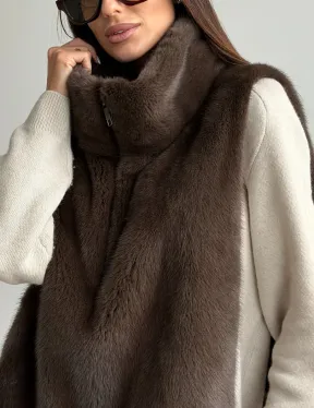 Женская меховая манишка - мех норка