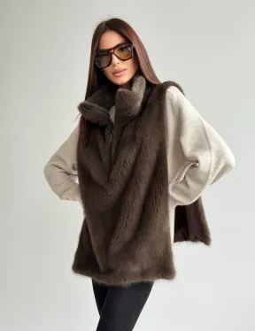 Женская меховая манишка - мех норка