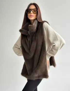 Женская меховая манишка - мех норка