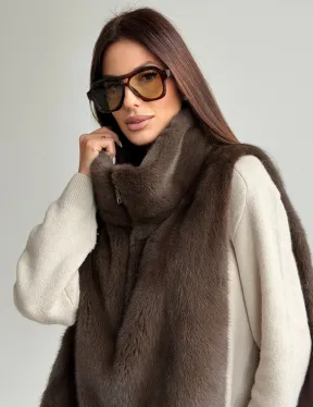 Женская меховая манишка - мех норка