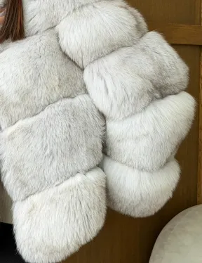 Шуба из натурального песца - стойка воротник