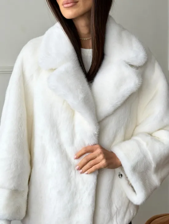 Белая шуба из скандинавской норки