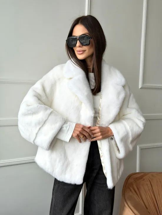 Белая шуба из скандинавской норки