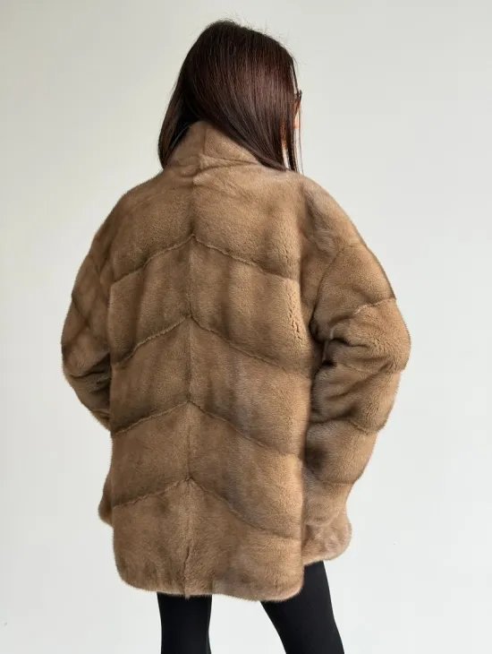 Полушубок пастель мех норка