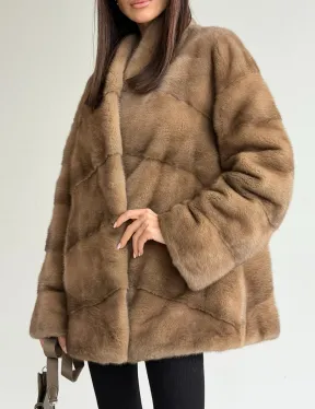 Полушубок пастель мех норка