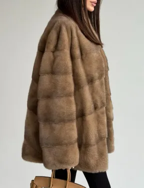 Полушубок пастель мех норка