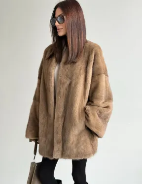 Шуба из аукционного меха норки - пастель