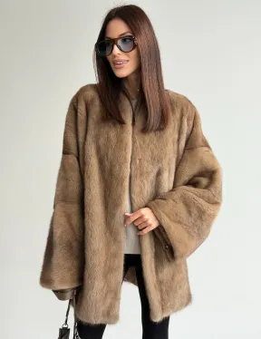 Шуба из аукционного меха норки - пастель