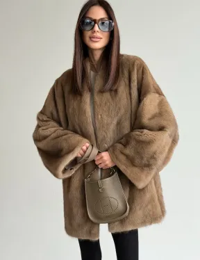 Шуба из аукционного меха норки - пастель