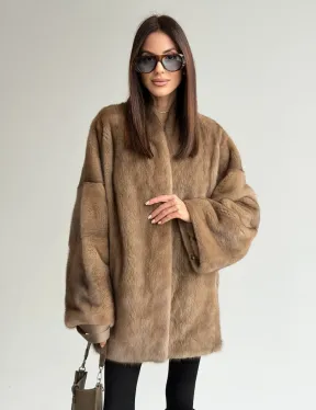 Шуба из аукционного меха норки - пастель