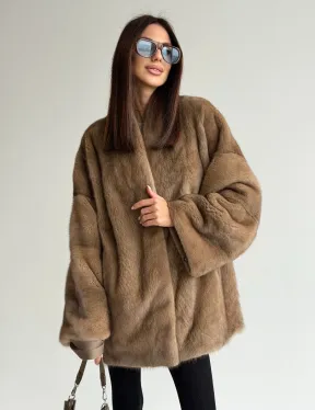 Шуба из аукционного меха норки - пастель