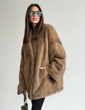 Шуба из аукционного меха норки - пастель