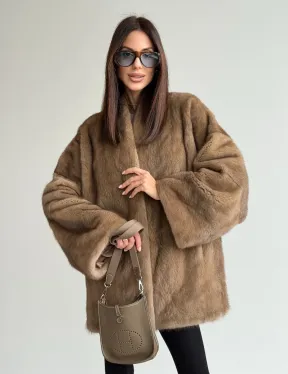 Шуба из аукционного меха норки - пастель