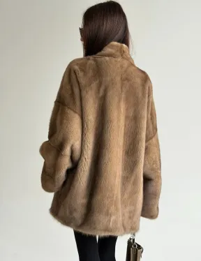 Шуба из аукционного меха норки - пастель