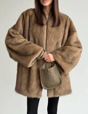 Шуба из аукционного меха норки - пастель