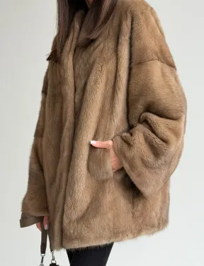 Шуба из аукционного меха норки - пастель