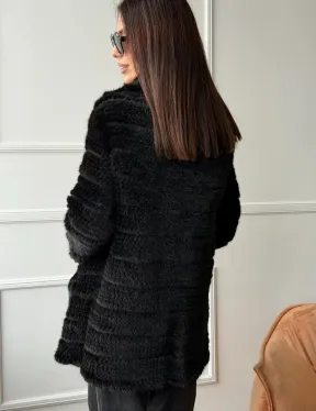 Меховое пальто из вязаной норки