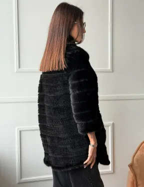 Меховое пальто из вязаной норки