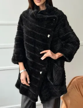 Меховое пальто из вязаной норки