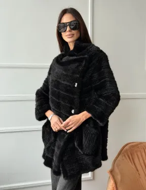 Меховое пальто из вязаной норки