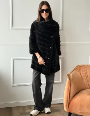 Меховое пальто из вязаной норки