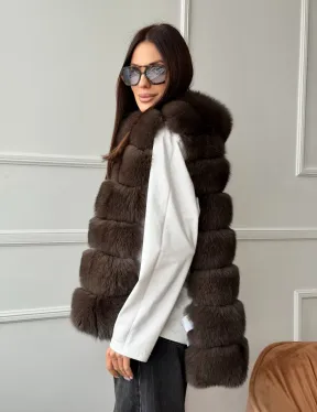 Меховая манишка под соболь из песца