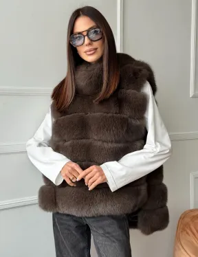 Меховая манишка под соболь из песца