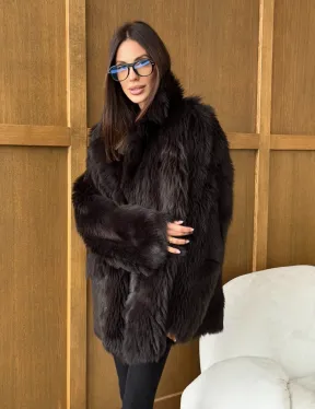 Двухсторонняя коричневая дубленка