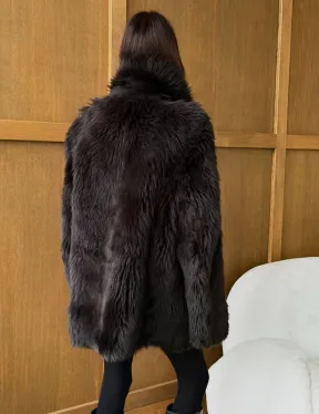 Двухсторонняя коричневая дубленка