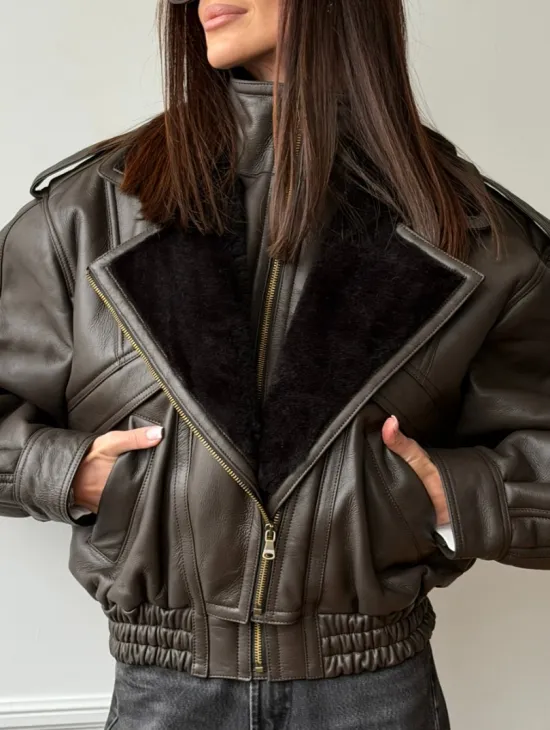 Стильная куртка - дубленка из овчины