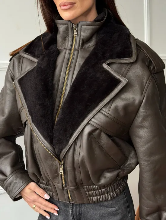 Стильная куртка - дубленка из овчины