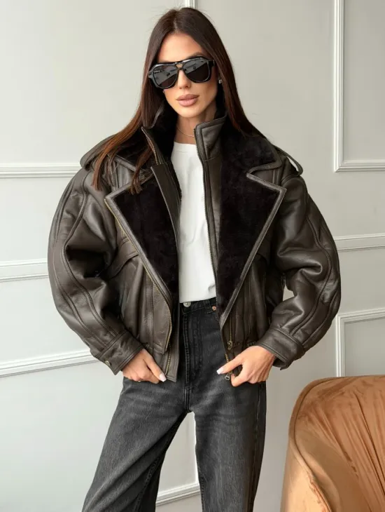 Стильная куртка - дубленка из овчины