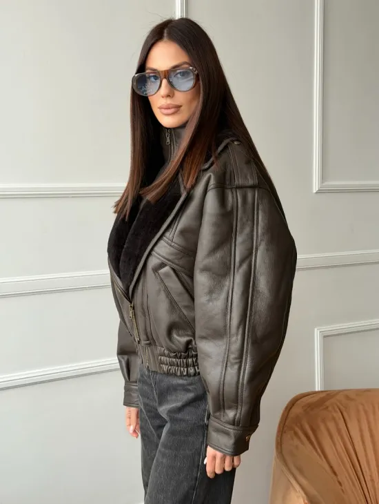 Стильная куртка - дубленка из овчины