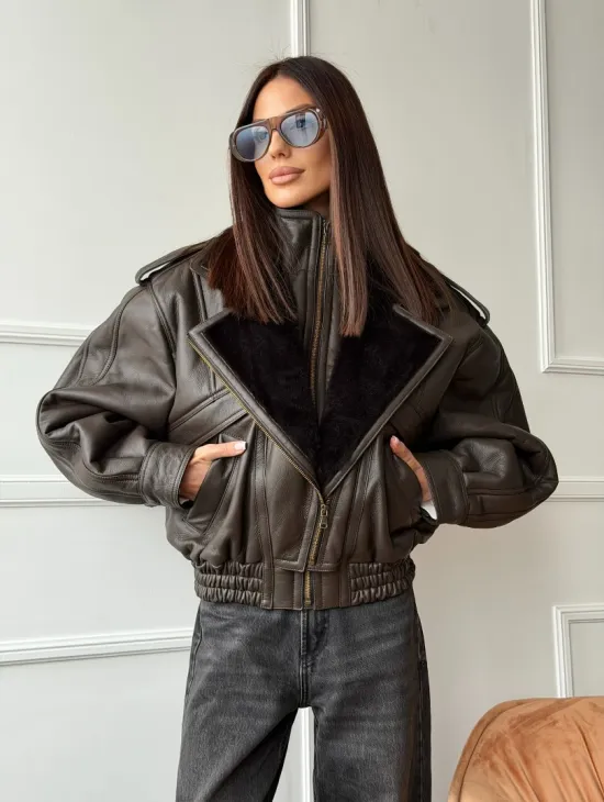 Стильная куртка - дубленка из овчины