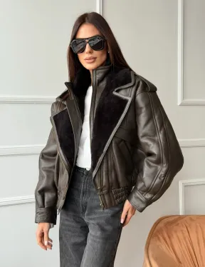 Стильная куртка - дубленка из овчины