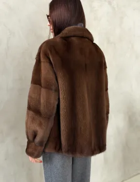 Короткая норковая шуба под соболь