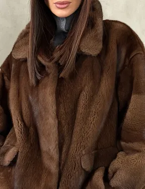 Короткая норковая шуба под соболь