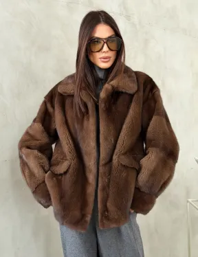 Короткая норковая шуба под соболь