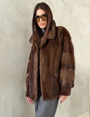 Короткая норковая шуба под соболь